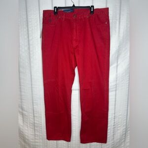 New Polo Ralph Lauren 650 Jeans Mens 38x30 Red Cotton Straight Denim Blue Pony